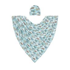 Posh Peanut Inc POSH PLANES-SWADDLE AND BEANIE SET