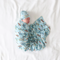 Posh Peanut Inc POSH PLANES-SWADDLE AND BEANIE SET