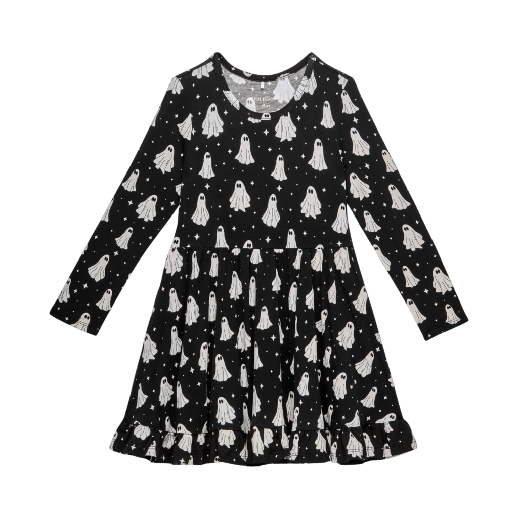 Posh Peanut Inc Ghostly - Long Sleeve Ruffled Twirl Dress