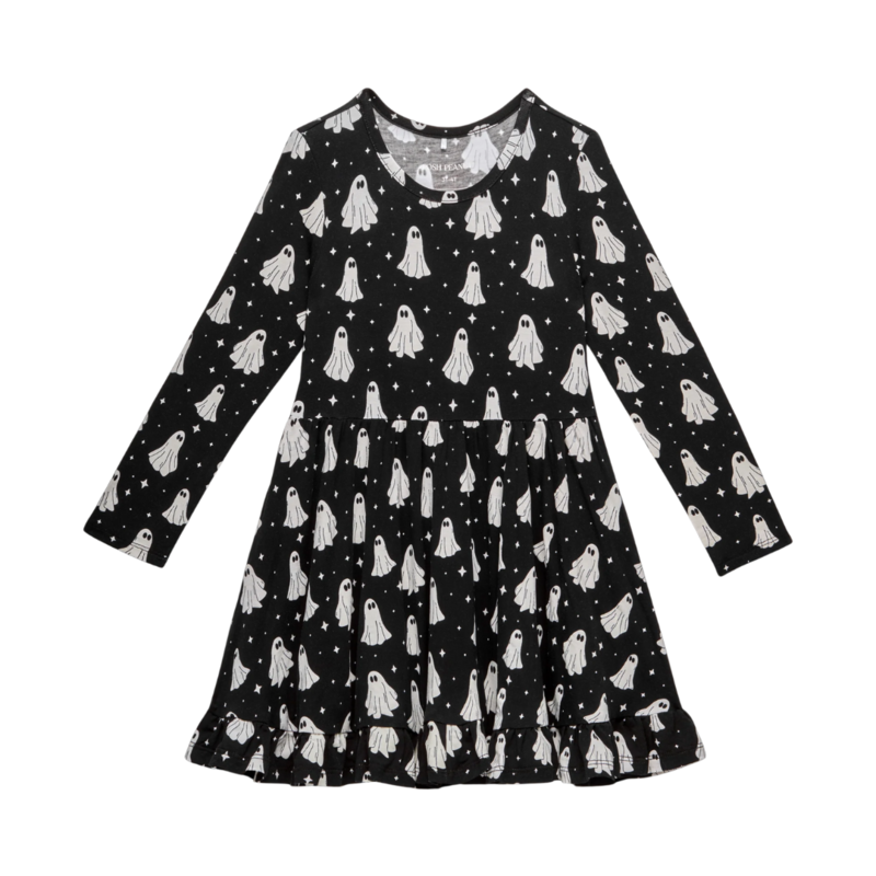 Posh Peanut Inc Ghostly - Long Sleeve Ruffled Twirl Dress
