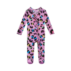 Posh Peanut Inc Electric Leopard - Footie Ruffled Zippered One Piece