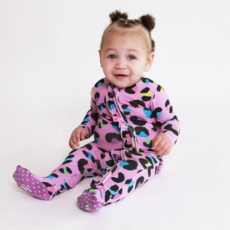 Posh Peanut Inc Electric Leopard - Footie Ruffled Zippered One Piece