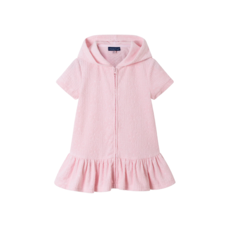 ANDY & EVAN Pink Floral & Checkered Terry Cloth Zip-Up Cover Up Dress