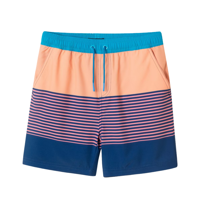 ANDY & EVAN Lime / Orange / Coral & Navy Sripe Swim Trunk