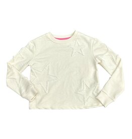 PAPER FLOWER STARS CHENILLE EMBROIDERY SWEATSHIRT-GARDENIA