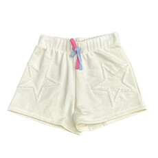 PAPER FLOWER STAR CHENILLE EMBROIDERY SHORT-GARDENIA