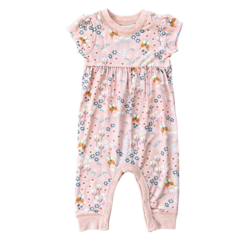 BABYSPROUTS GIRL'S SHORT SLEEVE PANT ROMPER