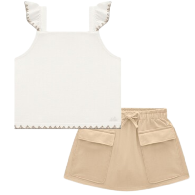 MILON TEE TOP CROPPED W/ ALMOND SKIRT
