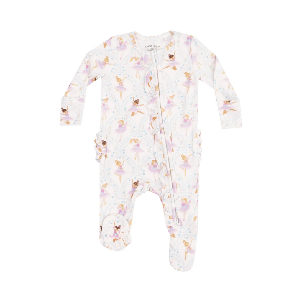 ANGEL DEAR Bow Ballerinas 2 Way Ruffle Zipper Footie