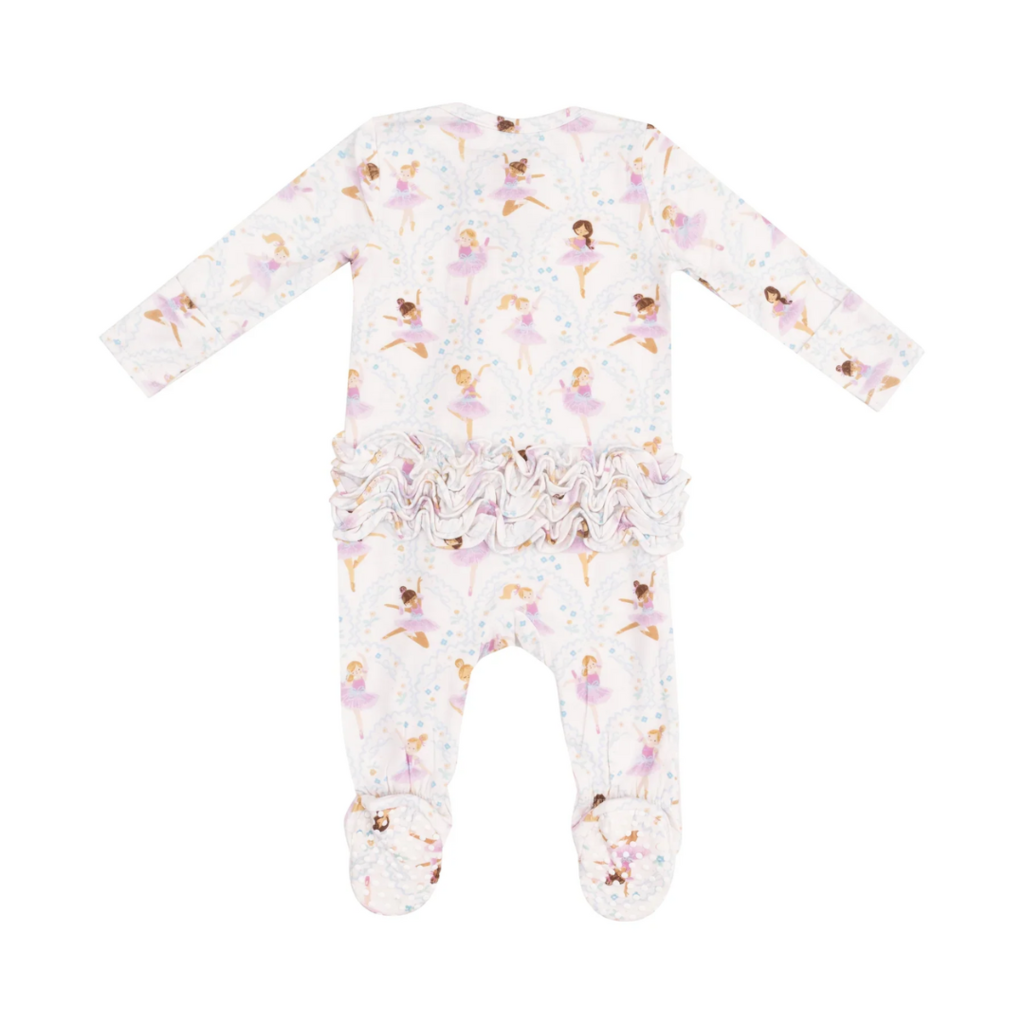 ANGEL DEAR Bow Ballerinas 2 Way Ruffle Zipper Footie
