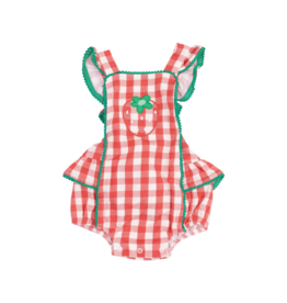 ANGEL DEAR Strawberry Gingham Ric-Rac Ruffle Sunsuit