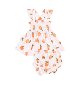ANGEL DEAR Watercolor Peaches Ruffle Strap Smocked Top And Diaper Cover