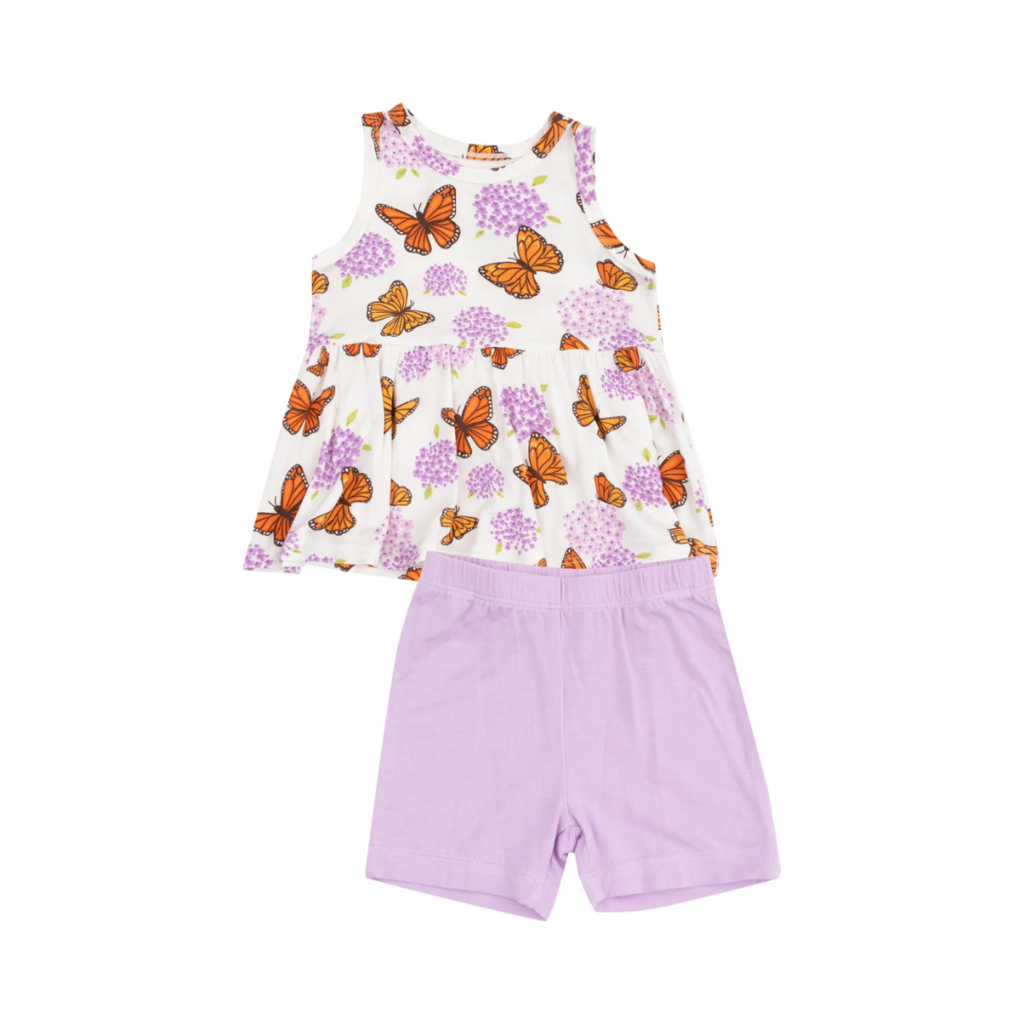 ANGEL DEAR Monarch Butterflies And Milkweed Tank Peplum Top And Bike Shorts