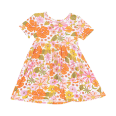 ANGEL DEAR Boho Beachy Floral S/S Twirly Dress