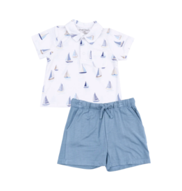 ANGEL DEAR Sailboats Blue Polo Shirt & Short