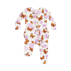 ANGEL DEAR Monarch Butterflies And Milkweed 2 Way Ruffle Zipper Footie