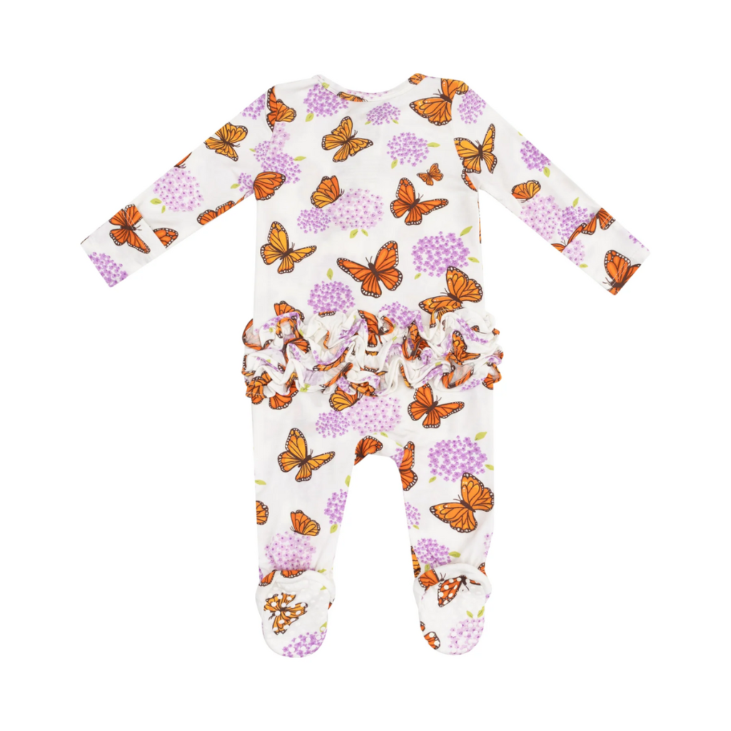 ANGEL DEAR Monarch Butterflies And Milkweed 2 Way Ruffle Zipper Footie