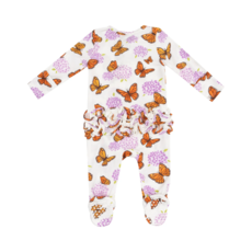 ANGEL DEAR Monarch Butterflies And Milkweed 2 Way Ruffle Zipper Footie