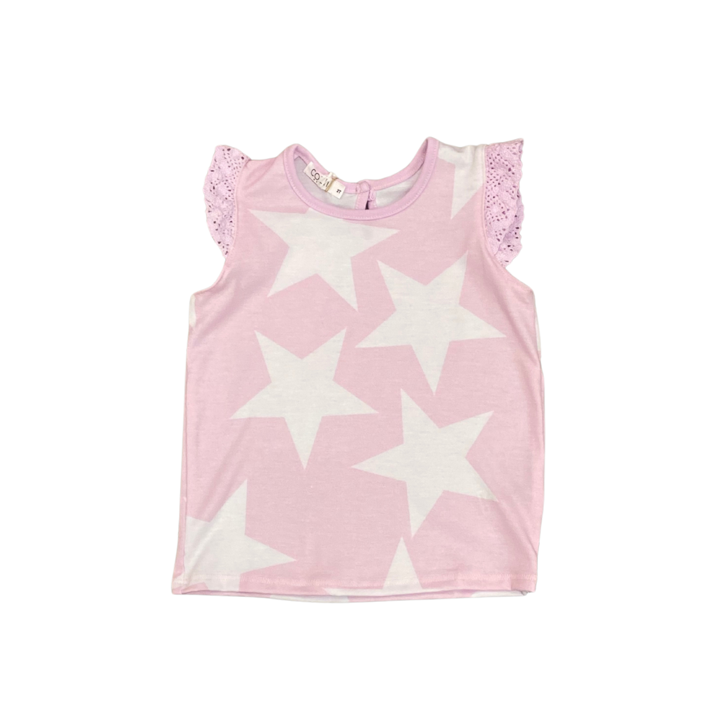 COZII TANK W/CROCHET SLEEVE TUNIC W/STARS
