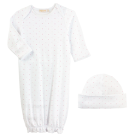 BABY CLUB CHIC pink dots printed gown & hat set