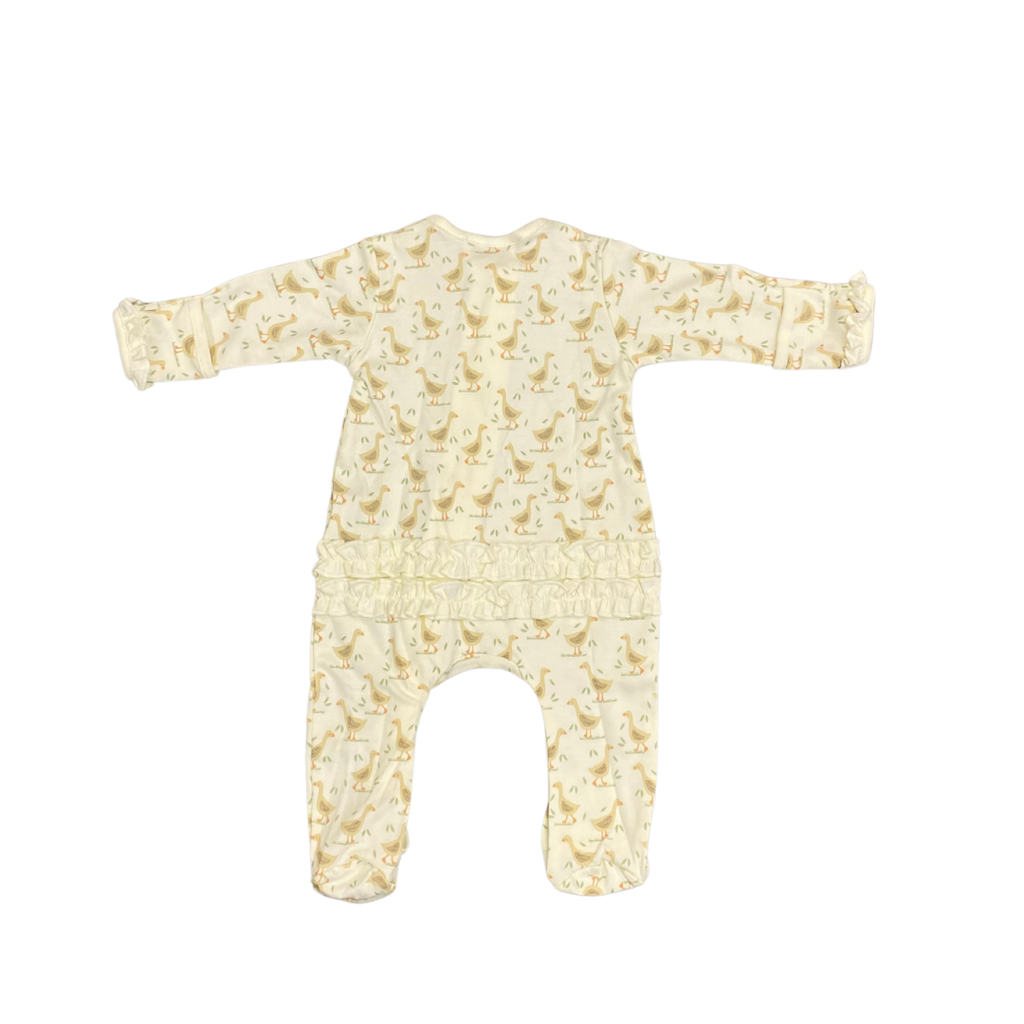 LUNA+ARLO GOOSE TALES RUFFLE ZIPPER FOOTIE IV