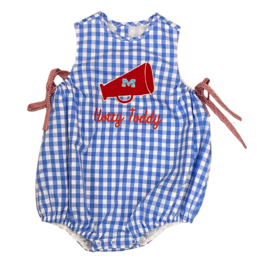 SOUTHERN SATURDAY MEGAPHONE APPLIQUE REBEL BLUE/RED BUBBLE