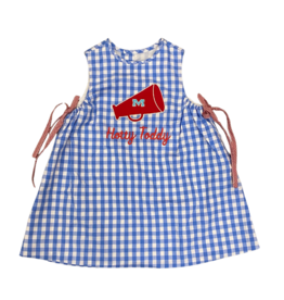 SOUTHERN SATURDAY MEGAPHONE APPLIQUE REBEL BLUE/RED DRESS