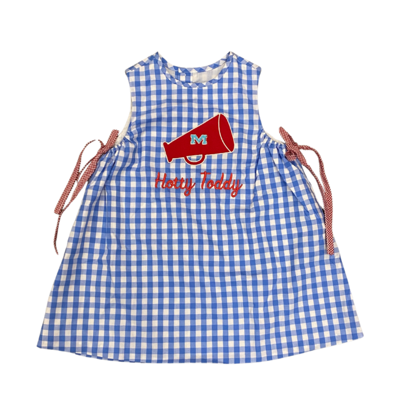 SOUTHERN SATURDAY MEGAPHONE APPLIQUE REBEL BLUE/RED DRESS
