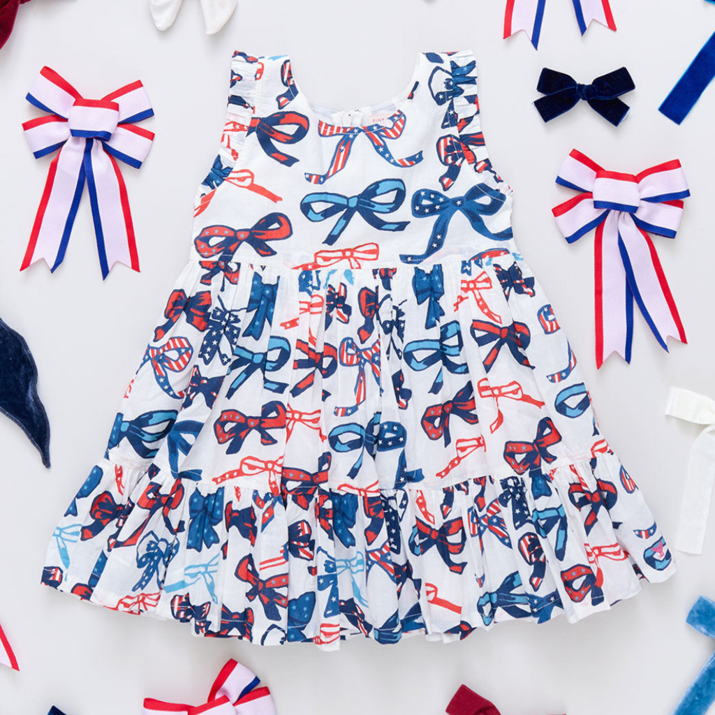 PINK CHICKEN girls kelsey dress - red white and bows