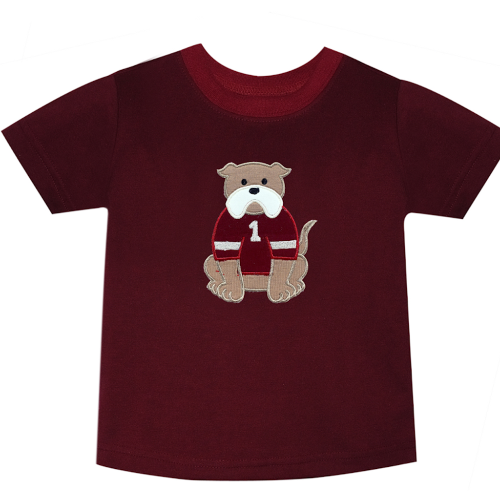 SOUTHERN SATURDAY BULLDOG APPLIQUE MAROON/WHITE T-SHIRT