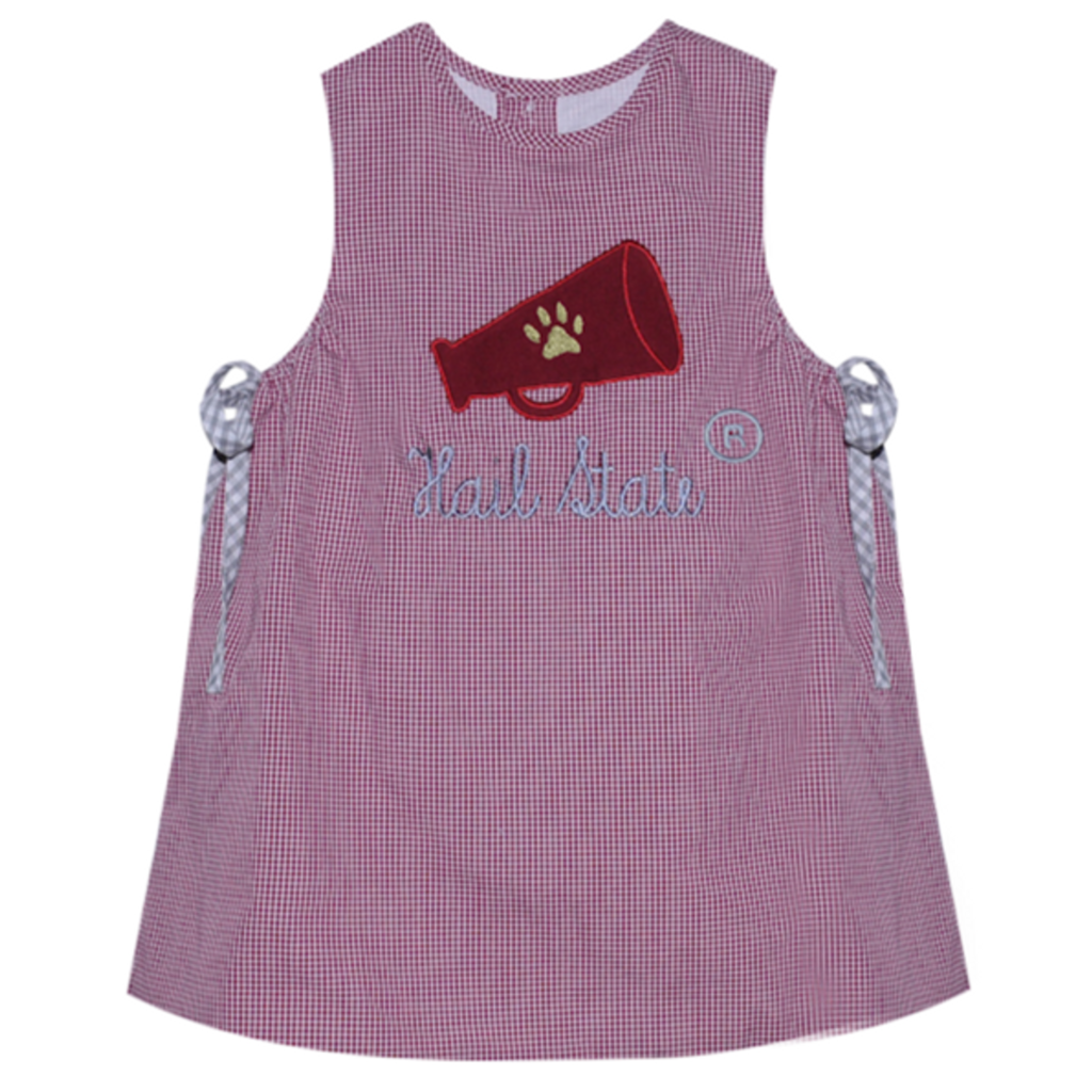 SOUTHERN SATURDAY MEGAPHONE APPLIQUE MAROON/WHITE DRESS