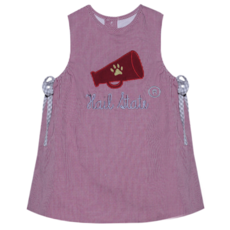 SOUTHERN SATURDAY MEGAPHONE APPLIQUE MAROON/WHITE DRESS