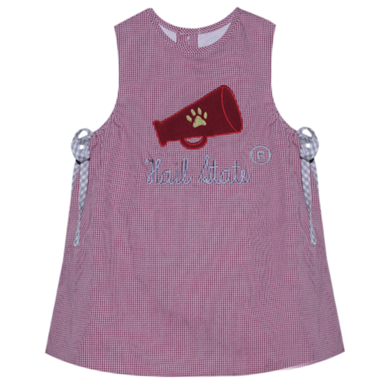 SOUTHERN SATURDAY MEGAPHONE APPLIQUE MAROON/WHITE DRESS