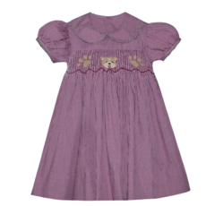 SOUTHERN SATURDAY BULLDOG MAROON/WHITE SMOCKED DRESS