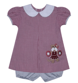 SOUTHERN SATURDAY CHEERLEADER BULLDOG MAROON/WHITE APPL. BLOOMER SET