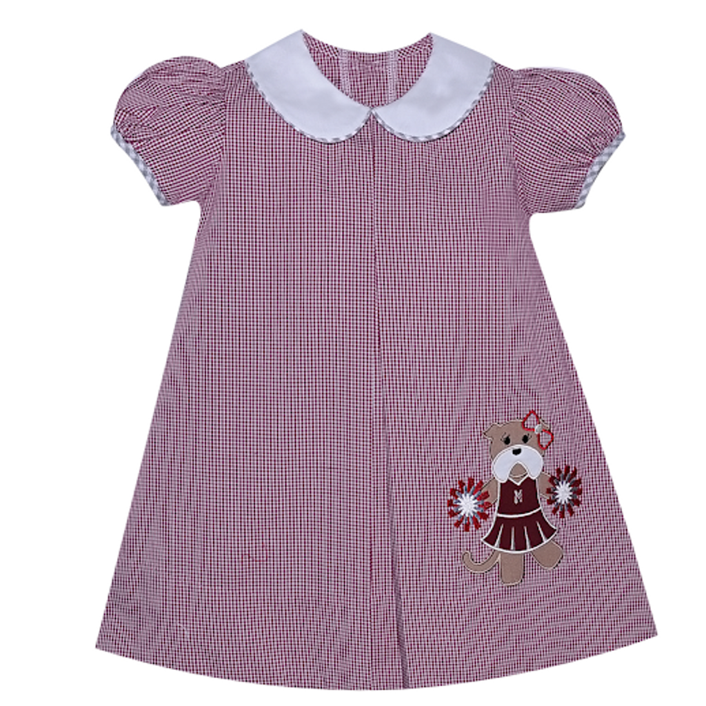 SOUTHERN SATURDAY CHEERLEADER BULLDOG MAROON/WHITE APPL. DRESS