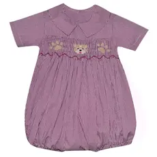 SOUTHERN SATURDAY BULLDOG MAROON/WHITE SMOCKED BUBBLE