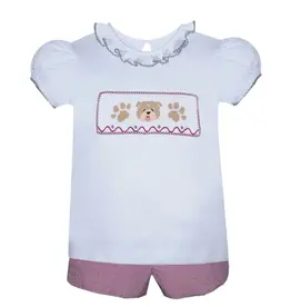 SOUTHERN SATURDAY BULLDOG MAROON/WHITE SMOCKED BLOOMER SET