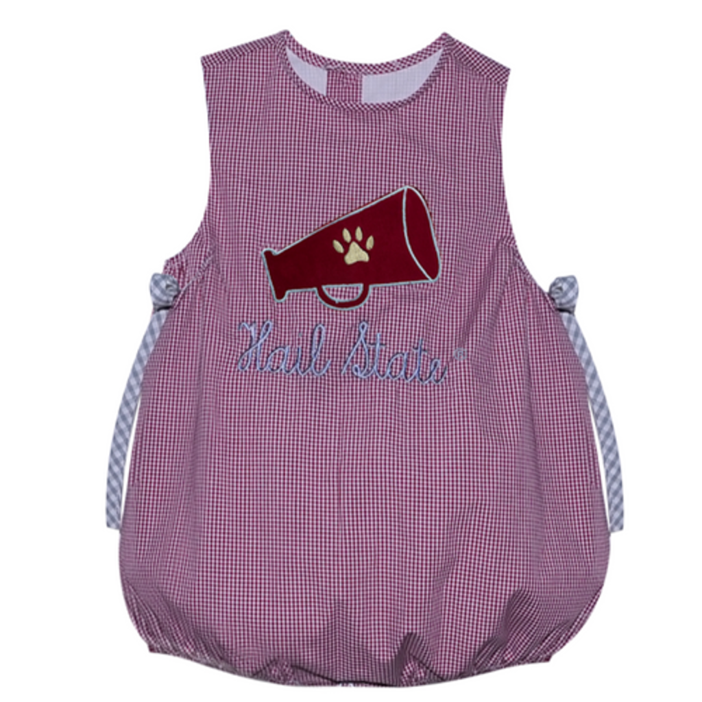 SOUTHERN SATURDAY MEGAPHONE APPLIQUE MAROON/WHITE BUBBLE