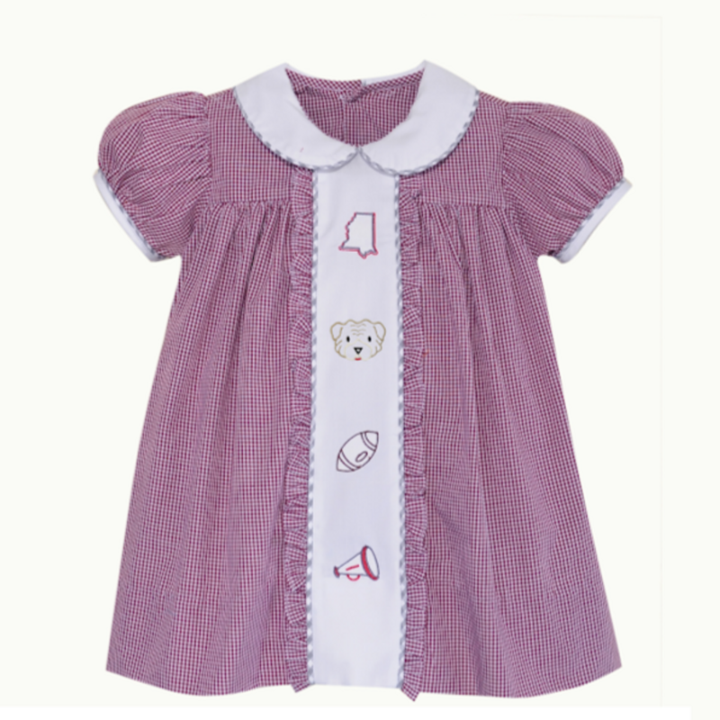 SOUTHERN SATURDAY BULLDOG MAROON/WHITE 4 LOGOS DRESS