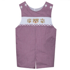 SOUTHERN SATURDAY BULLDOG MAROON/WHITE SMOCKED SHORTALL