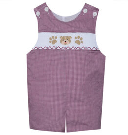 SOUTHERN SATURDAY BULLDOG MAROON/WHITE SMOCKED SHORTALL