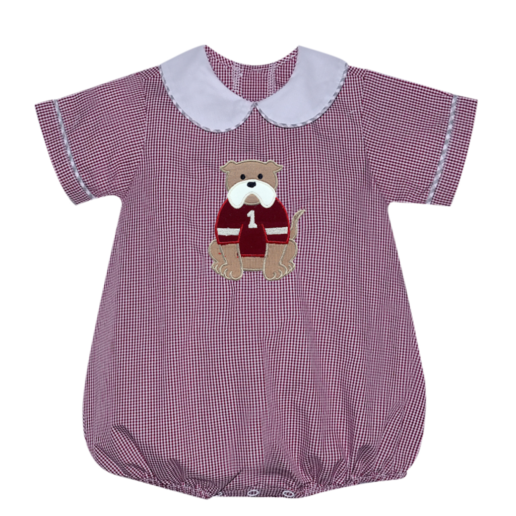 SOUTHERN SATURDAY BULLDOG APPLIQUE MAROON/WHITE BUBBLE