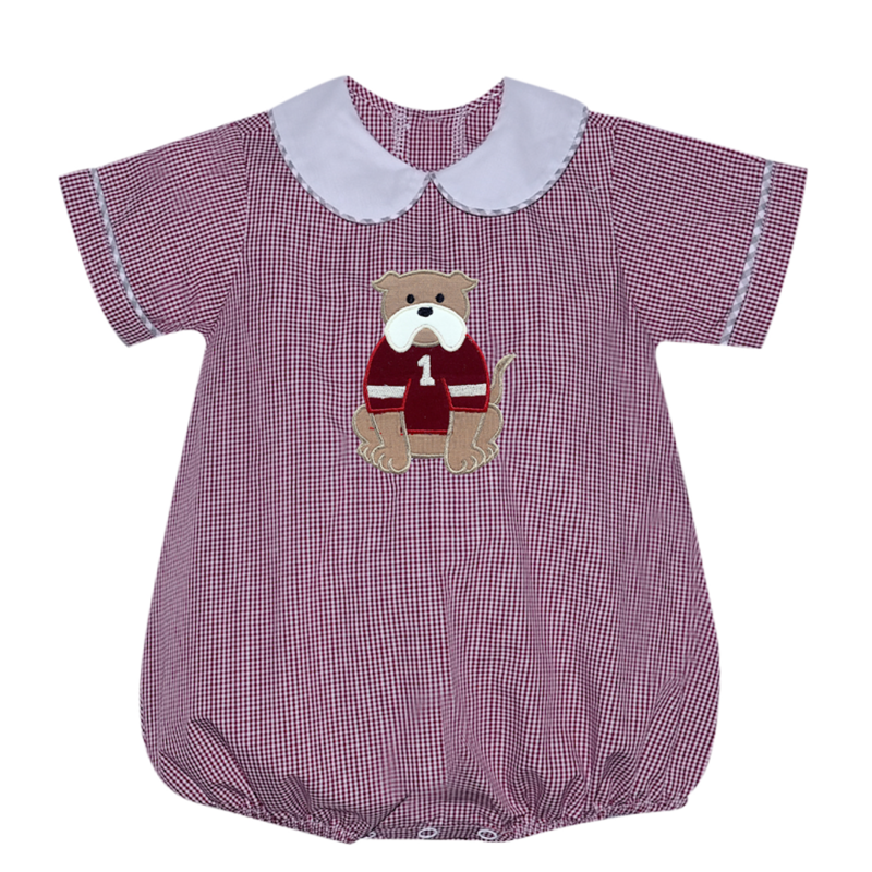 SOUTHERN SATURDAY BULLDOG APPLIQUE MAROON/WHITE BUBBLE