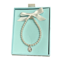 ZSA ZSA & LOLLI WHITE OVAL CROSS BRACELET