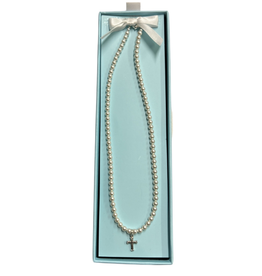ZSA ZSA & LOLLI WHITE ORNATE CROSS NECKLACE