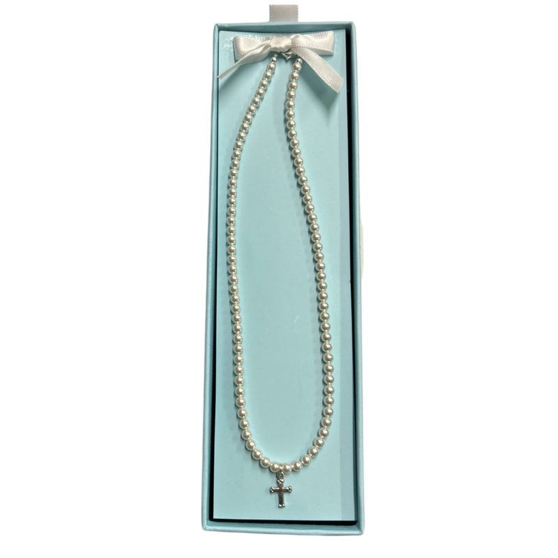 ZSA ZSA & LOLLI WHITE ORNATE CROSS NECKLACE
