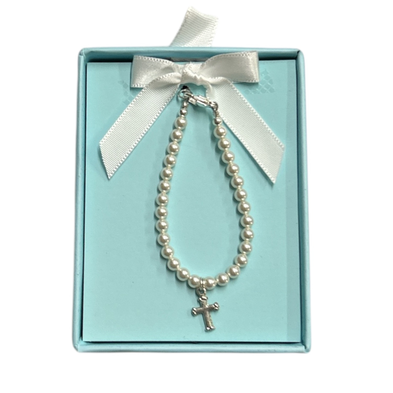 ZSA ZSA & LOLLI WHITE ORNATE CROSS BRACELET
