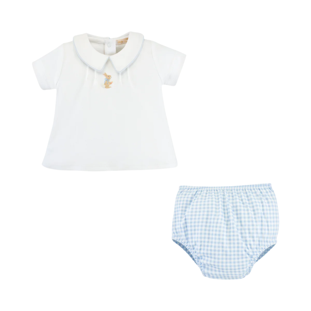 BABY CLUB CHIC lt.blue gingham diapper set