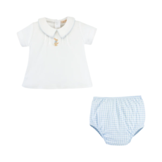BABY CLUB CHIC lt.blue gingham diapper set